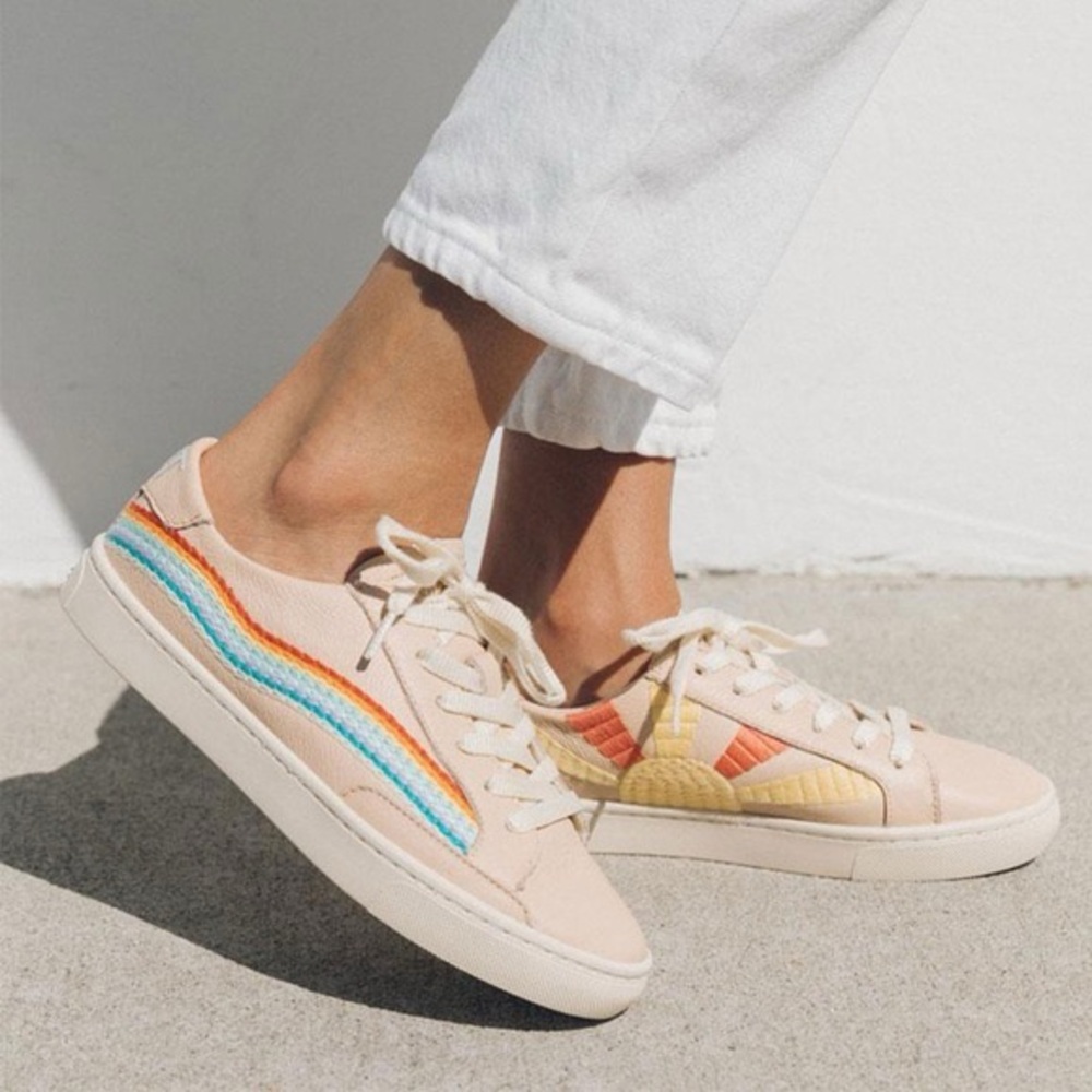 Anthropologie 🌈 Soludos New Rainbow Wave Sneaker Cream Women’s